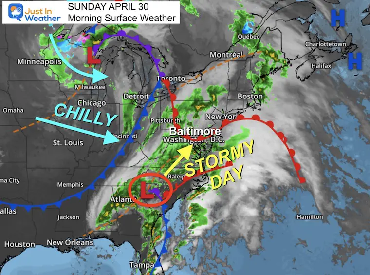 April 30 weather storm map Sunday morning