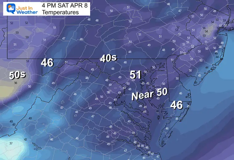April 8 weather temperatures Saturday afternoon