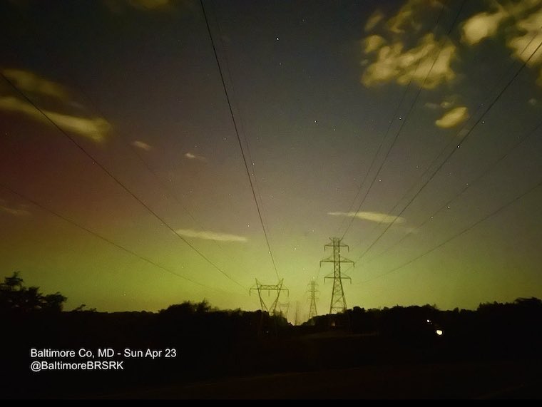 Aurora Northern Lights April 23 Baltimore Maryland