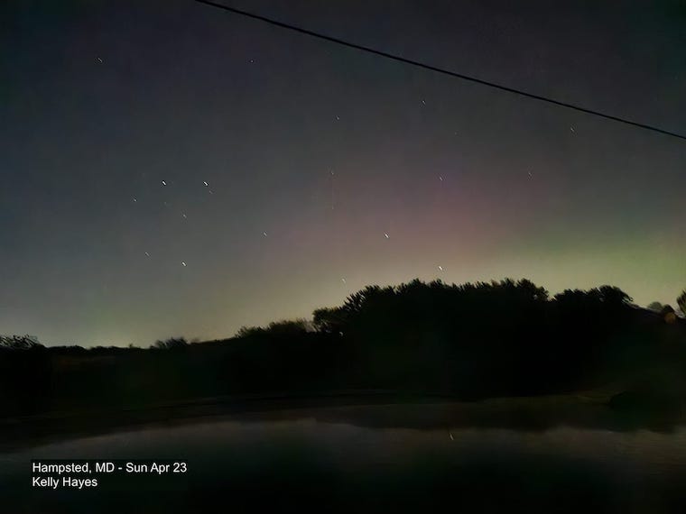 Aurora Northern Lights April 23 Hampstead Maryland