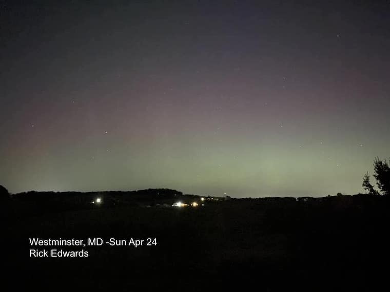 Aurora Northern Lights April 23 Westminster Maryland