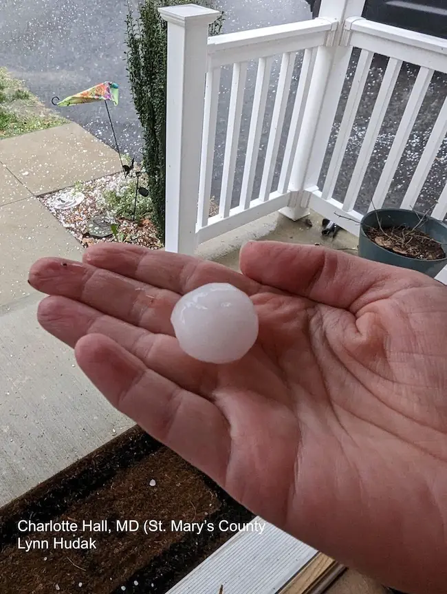 April 6 golf ball size hail southern Maryland