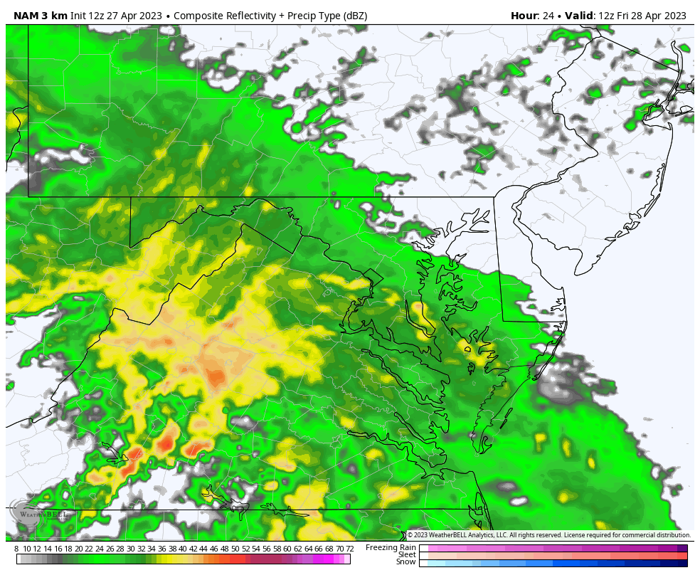 April 27 weather rain radar Friday