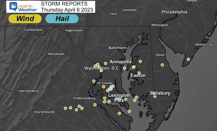April 6 Storm Reports Maryland Hail Wind