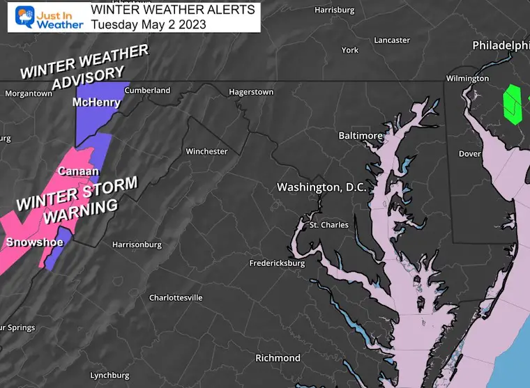 May 1 winter storm warning West Virginia