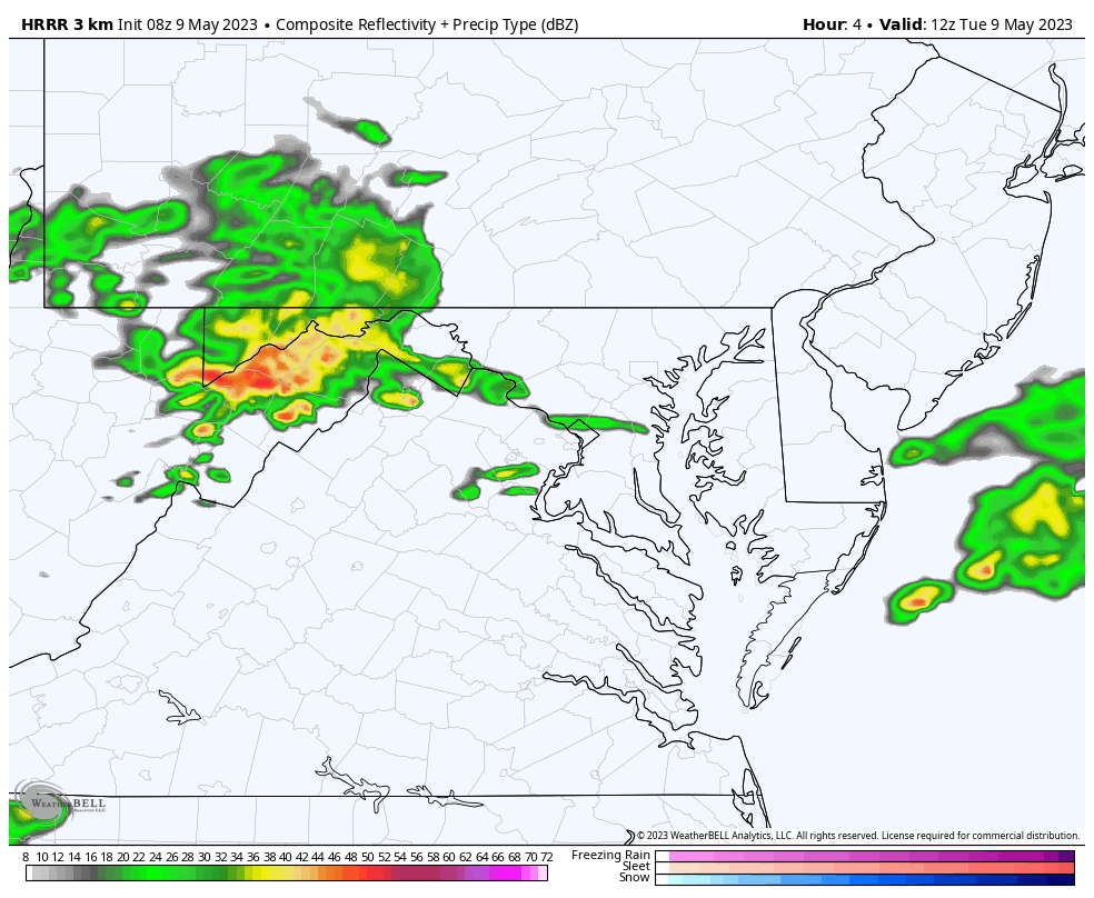 May 9 weather Tuesday radar simulation