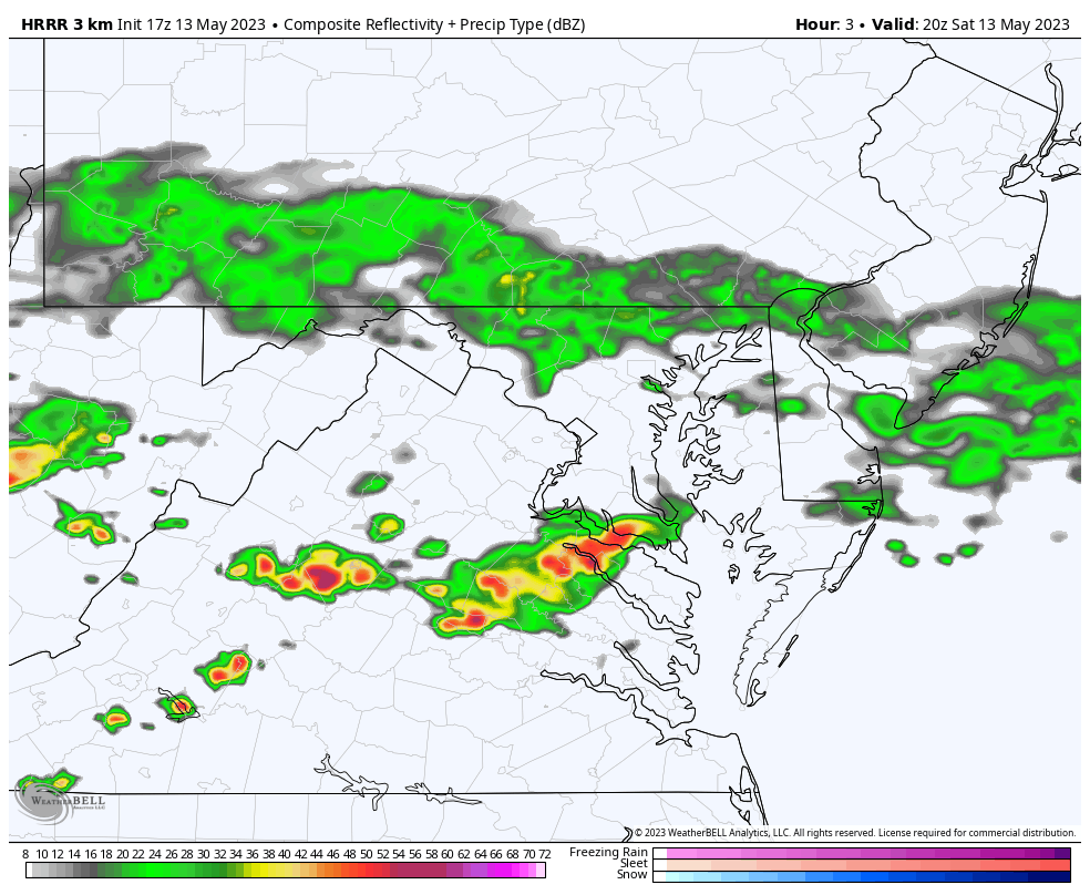 May 13 forecast rain radar Saturday afternoon