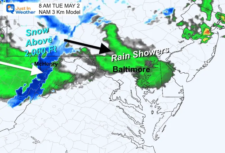 May 1 weather snow radar Tuesday morning