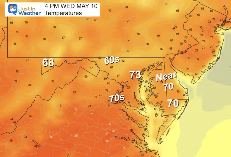 May 10 weather temperatures Wednesday afternoon