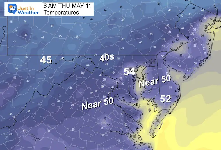 May 10 weather temperatures Thursday morning