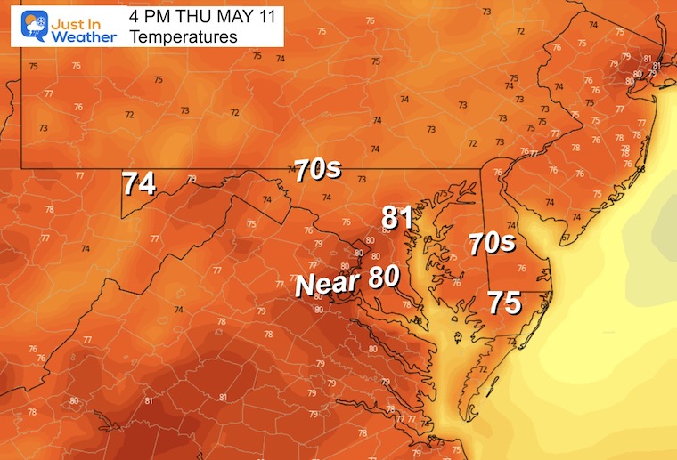 May 11 weather temperatures Thursday afternoon
