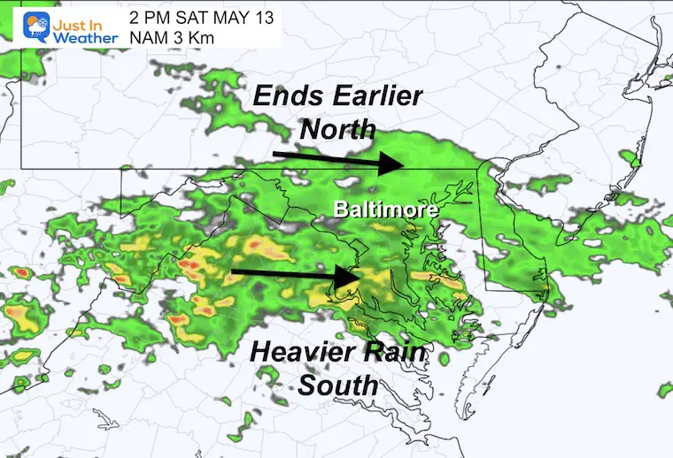 May 12 weather rain forecast Saturday afternoon