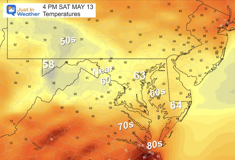 May 12 weather temperatures Saturday afternoon