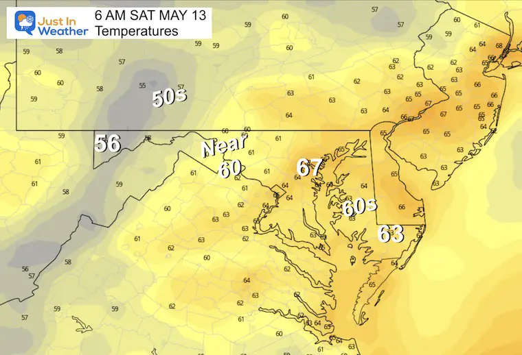 May 12 weather temperatures Saturday morning