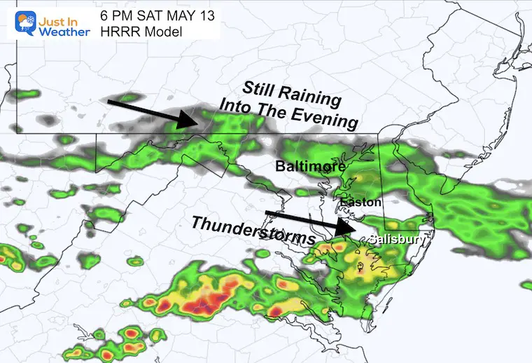 May 13 forecast rain radar Saturday evening 6 PM