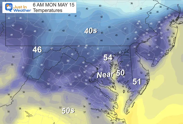 May 14 weather temperatures Monday afternoon