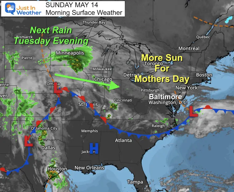 May 14 weather map Mothers Day