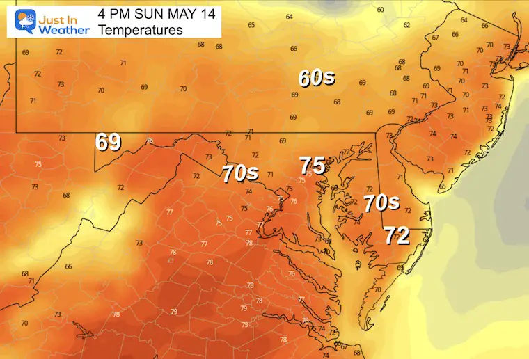 May 14 weather temperatures Mothers Day