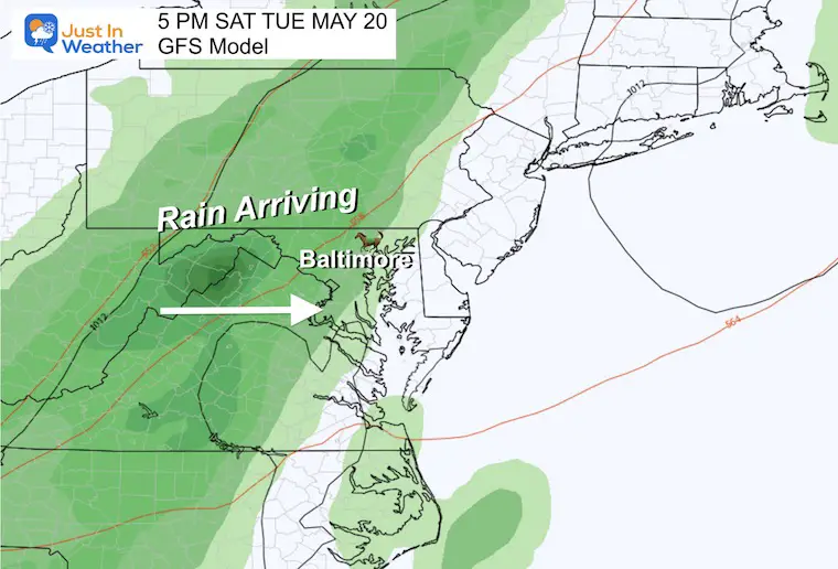 May 15 weather rain Preakness Saturday