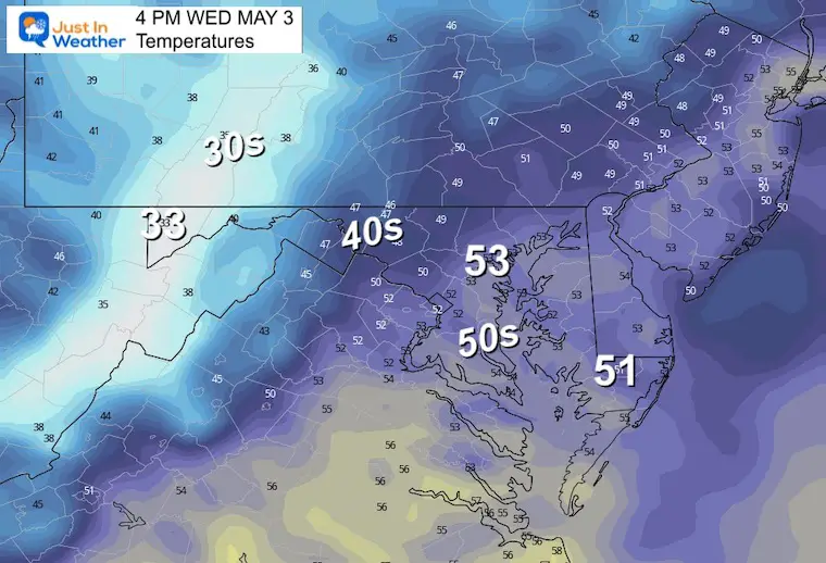 May 2 weather temperatures Wednesday afternoon