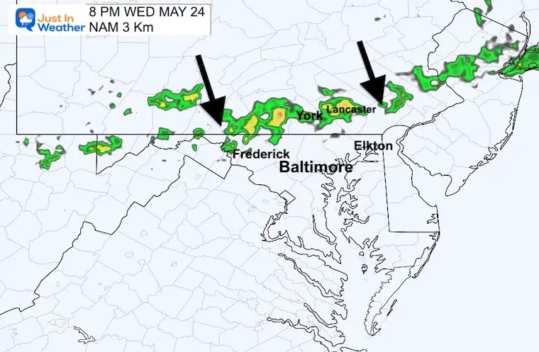 May 23 weather forecast radar Wednesday 8 PM