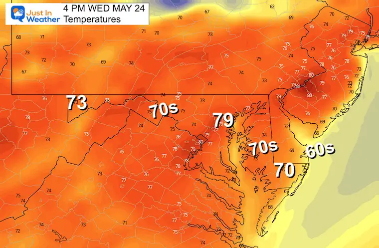 May 23 weather temperatures Wednesday morning