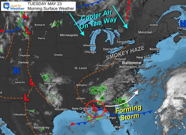 May 23 weather Tuesday morning