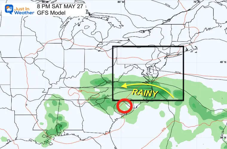 May 24 weather rain memorial day weekend Saturday