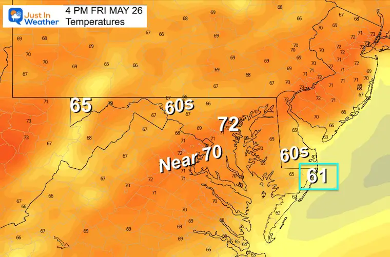 May 24 weather forecast temperatures memorial day Friday