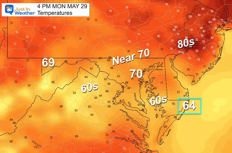 May 24 weather forecast temperatures memorial day monday