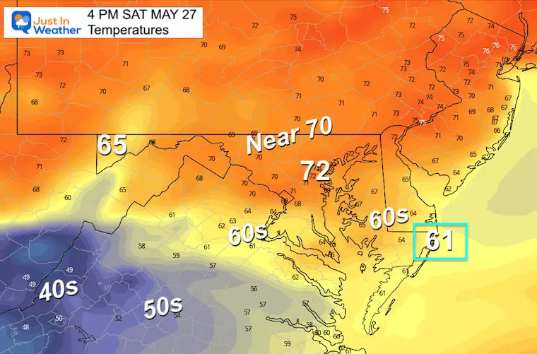 May 24 weather forecast temperatures memorial day Saturday