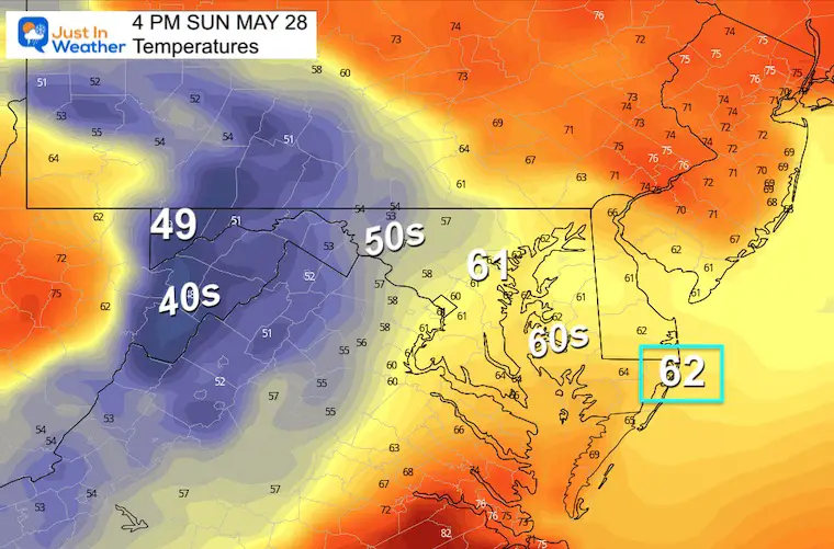 May 24 weather forecast temperatures memorial day Sunday