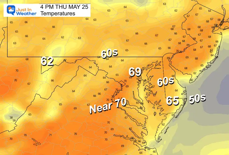 May 24 weather temperatures thursday afternoon