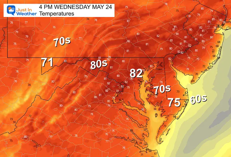 May 24 weather temperatures wedesday afternoon