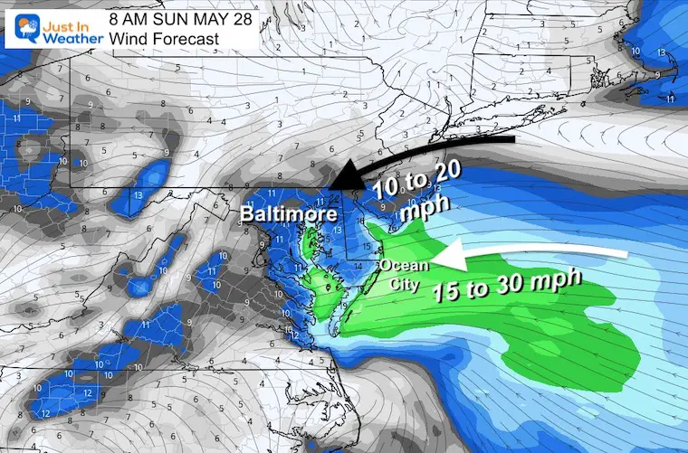 May 24 weather forecast winds memorial day Sunday