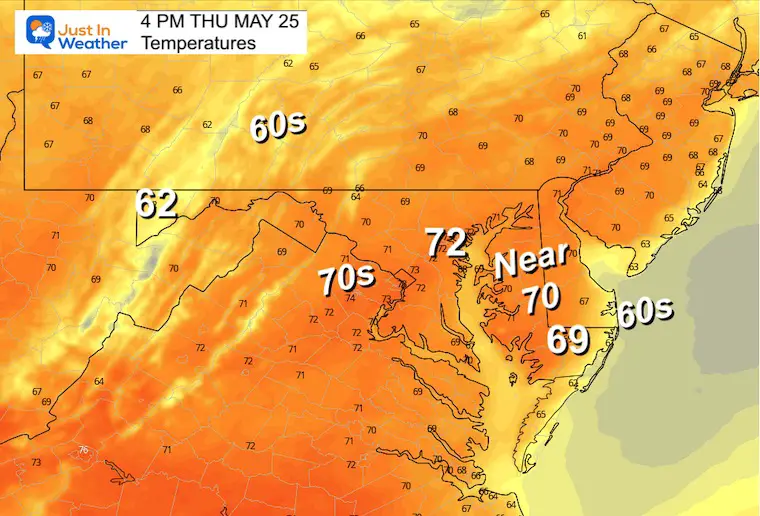 May 25 weather temperatures Thursday afternoon