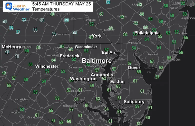May 25 weather temperatures Thursday morning