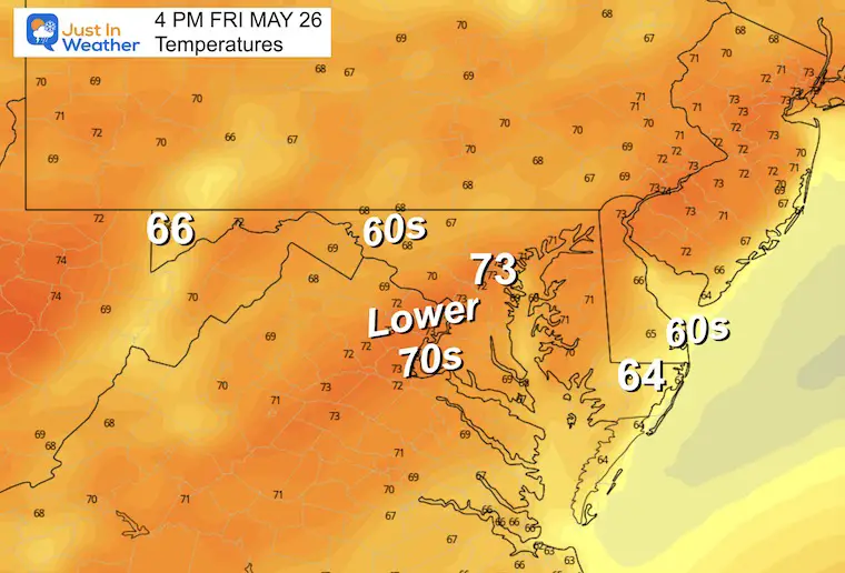 May 26 weather temperatures Friday afternoon