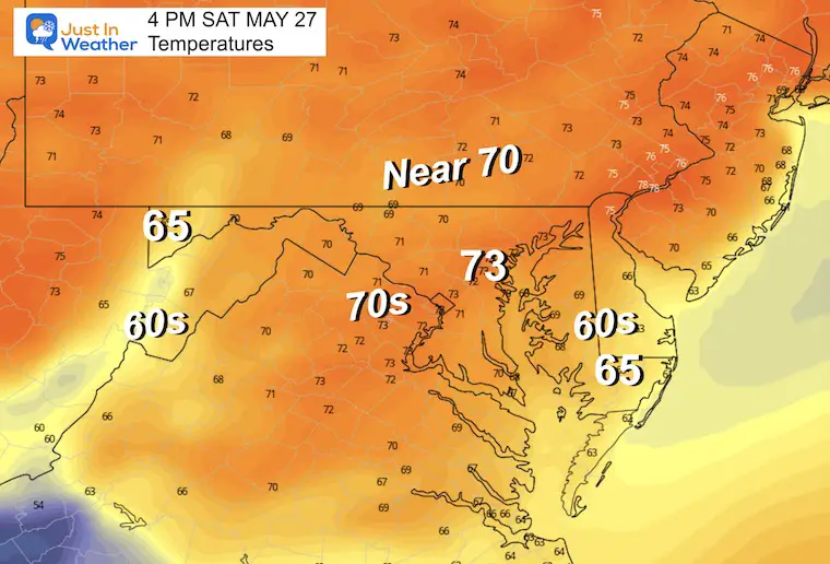 May 26 weather temperatures Saturday afternoon