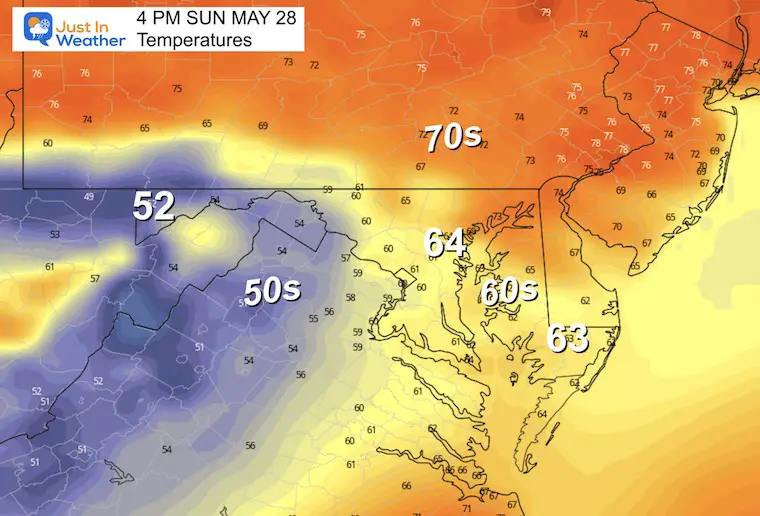 May 26 weather temperatures Sunday afternoon