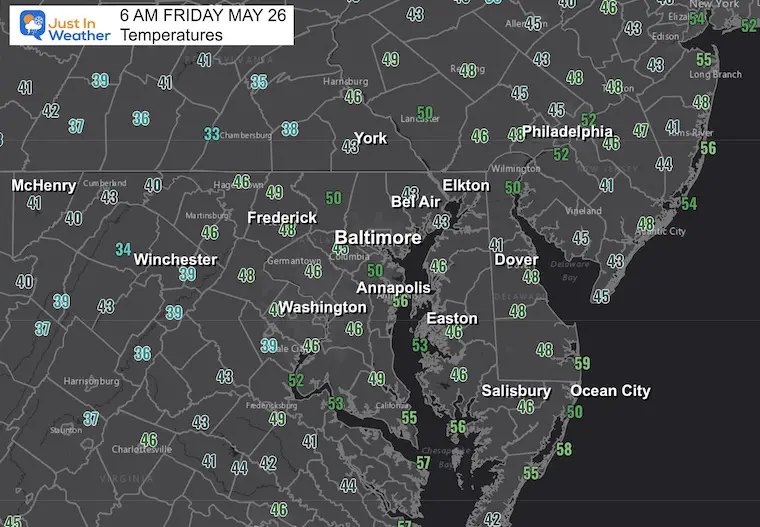 May 26 weather temperatures Friday morning