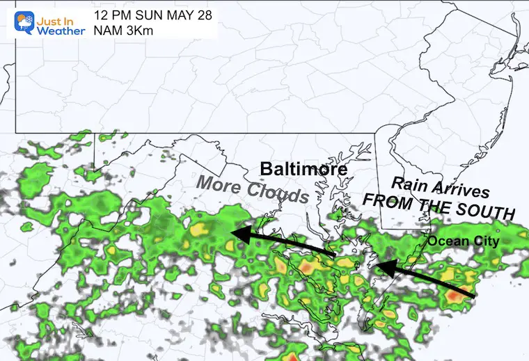 May 27 weather forecast radar Sunday noon