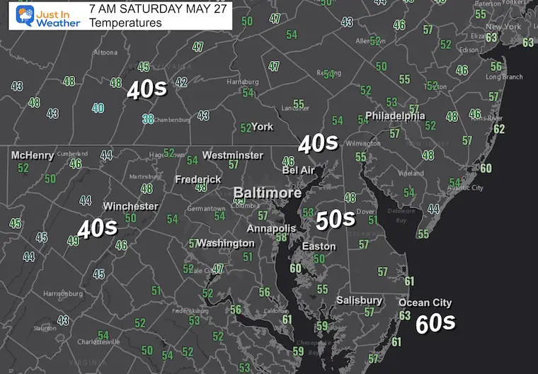 May 27 weather temperatures Saturday Morning