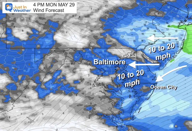 May 28 wind forecast Memorial Day afternoon