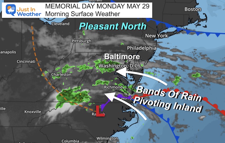 May 29 weather Monday morning Memorial Day