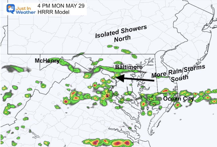 May 29 weather radar forecast memorial day 4 PM