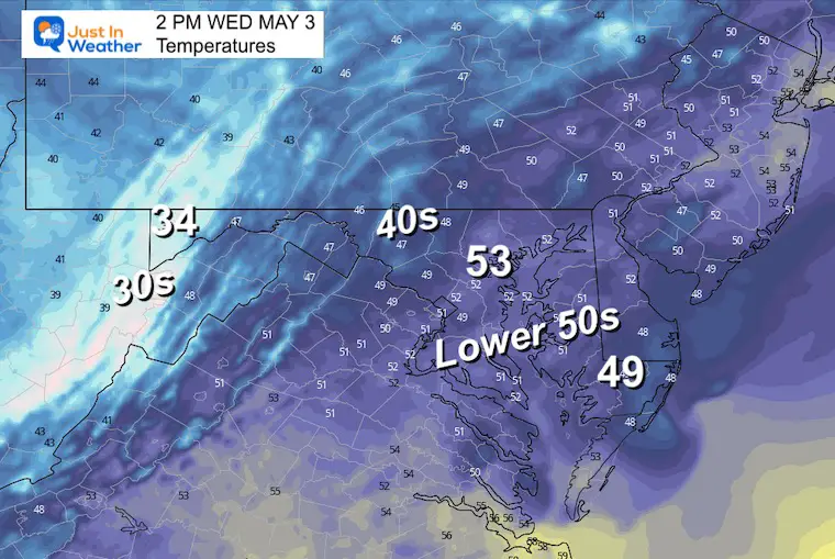 May 3 weather temperatures Wednesday afternoon