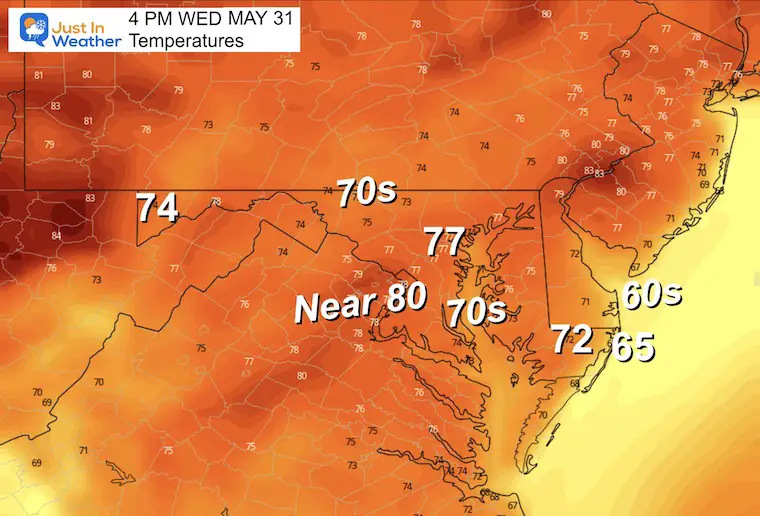 May 30 weather temperatures Wednesday afternoon