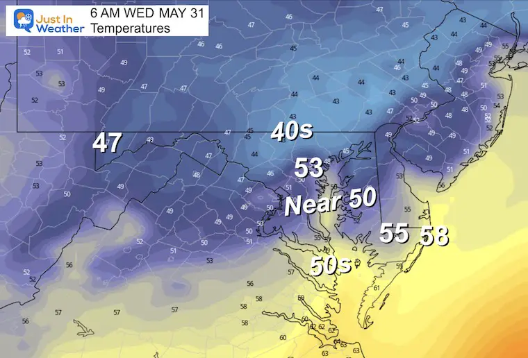 May 30 weather temperatures Wednesday morning