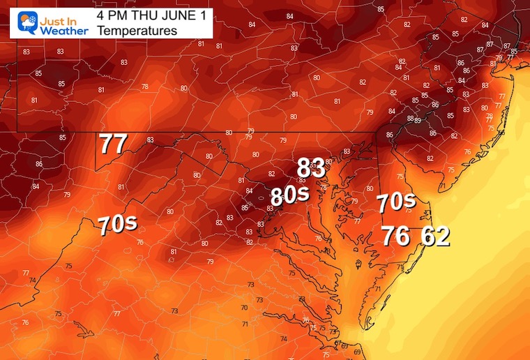May 31 weather temperatures Thursday afternoon